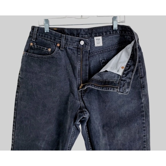 Vtg Y2K Levis 550 Black Jeans Men 36x32 Relaxed Tapered Hi Rise Canada (33x30.5) - Picture 6 of 12